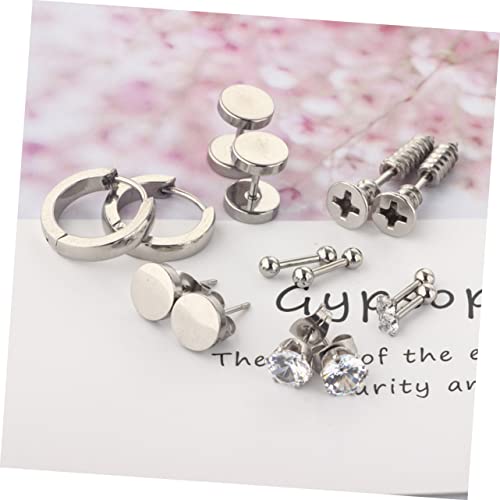 CRAFTHROU 14 Pçs Conjunto De Brincos Masculinos De Cristal Brincos De Aço Inoxidável Conjunto De Bri