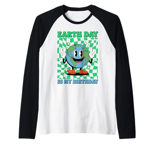 Earth Day is My Birthday April 22nd Birthday Party Cute Raglan Baseball Tee