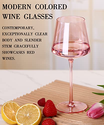 Physkoa Colored Wine Glasses Set Of 6-16Oz Multi Colored Square Wine Glasses With Tall Long Stems And Flat Bottom,Crystal Colorful Wine Glasses-Unique Gifts For Wine Lovers,Wedding,Engagement Gifts #TOP2