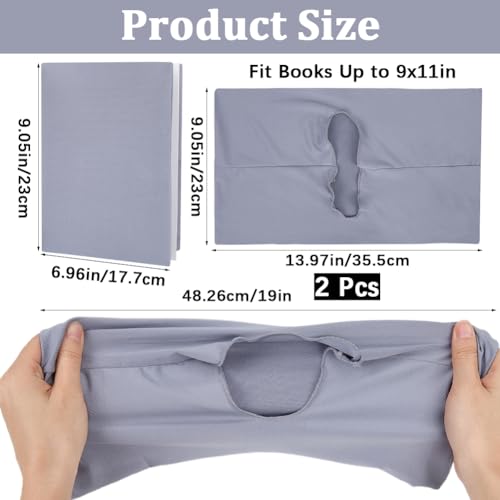 CRASPIRE 2Pcs Stretchable Book Covers Gray Book Cover 9 x 14in Notebook Wrap Sleeve Up to 9 x 11in Elastic Rectangle Cloth Protect Washable Reusable Book Sleeves for Hardcover Books Paperback Textbook - Image 2