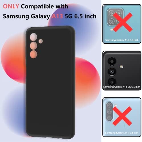 VAKS Liquid Silicone Phone Case for Samsung Galaxy A13 5G,Shockproof Anti-fingerprint Anti-scratch Slim Thin Soft Gel Rubber Cover for Samsung Galaxy A13 5G (6.5 inch,2021),Black