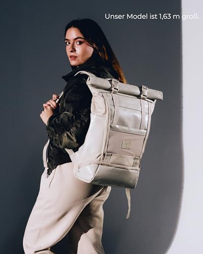 Roll-Top-Rucksack Johnny Urban für Damen und Herren in Beige
