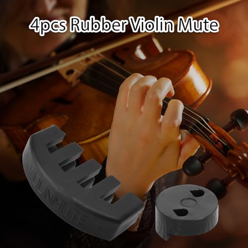 Daconovo 4 peças de violino de borracha mudo silenciador de violino conjunto de quatro peças 2 peças