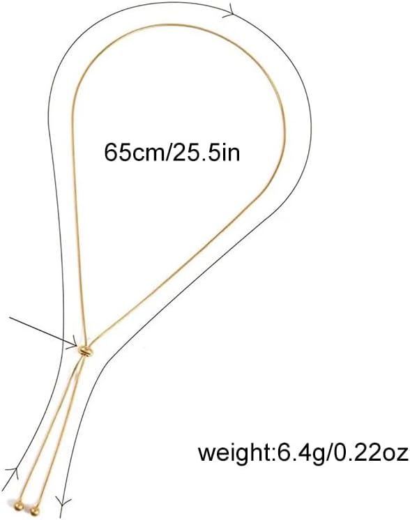 Lariat Necklace for Women Dainty Gold Long Necklace 14k Gold Plated Adjustable Y-Shaped Pendant Necklace Sliding Lariat Chain Minimalist Layered Statement Jewelry - Image 7