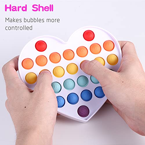Asona Hard Shell Push Bubble Fidget Toys With Pop Sound For Adhd Adults Teens Kids Stress Relief, Bpa-Free Plastic & Silicon Bubble Popping Poppers Sensory Packs (Tie Dye Circle Square Heart 3-Pack) #TOP1