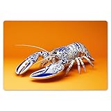 KitchenYeah© Platzsets Abwaschbar 6-Teilig 45x30 cm Tischsets Platzdeckchen Platzset Unterlage Tischset Esstisch Edle Tischunterlage Placemat Hummer - Delfter Blau - Schild - Hart - Orange