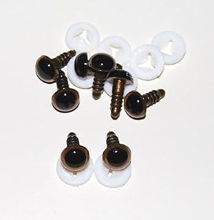 celloexpress Pack of 4 Pairs - GLASS LIKE Light Brown Eyes with Plastic Backs - 15mm - Safety Eyes for Soft Toy or Teddy Bear Making