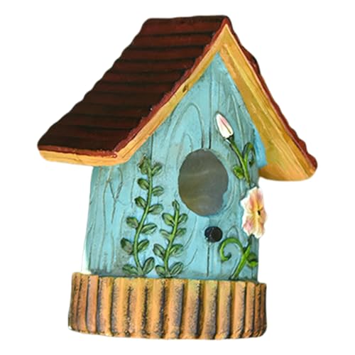 Nichoirs extérieur et nid d'oiseau extérieur : chalet décoratif pour oiseau bleu de jardin