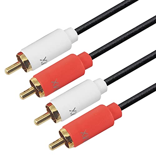 Image of MX 2 RCA to 2 Audio Stereo Cable 1.5 Meter, Gold Plated Male to Male Cord, Dual Shielded Connector for Home Theater, Amplifier, Hi-Fi System, Car Sound & Speakers