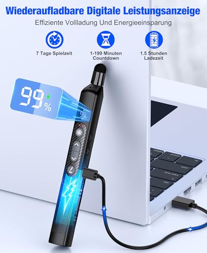 Presentation Clicker with USB Empfänger für PowerPoint, 2.4 GHz Wireless Presenter Präsentations schreiben Touchscreen powerpoint presenter für Windows XP/Linux/Android/PowerPoint/Keynote/Google