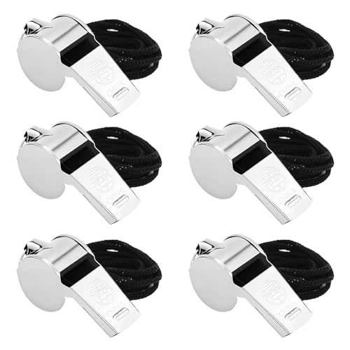 DAVIDJAMESCLARKE 6 Stück Metallpfeife, Sportschiedsrichterpfeife, Laute Signalpfeife, für Sporttraining, Sportwettbewerbe, Wandern, Bergsteigen, Camping