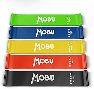 MOBU Resistance Bands Set of 5  Durable, Skin-Friendly  Exercise Bands with 5 Different Resistance Strength  Gym, Home Workout, Yoga, Glute Training, Muscle Stretching, Strength Training