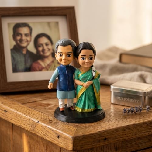 Image of Custom 3D Mini Me Figurine from Photo Personalized Cartoon Style Mini Me Miniature Self Statue, Hand Painted 3D Printed Figurine, Unique Birthday, 4 Inch (Couple)
