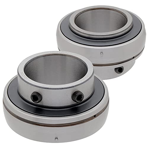 [2-Pack] UC210-32 Insert Bearing UC200 Series - 2 in Bore - 0.866 in Wide Inner Ring - 2.031 Spherical Outer Ring - 3.543 in Outer Diameter - Set Screw Locking Collar - Relubricable