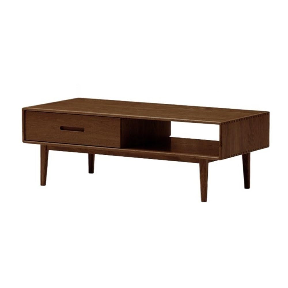 ZTHYSHOZ Side Table Mid-Century Modern Wooden Coffee Table with Drawer & Open Shelf Recessed Handle(Medium)