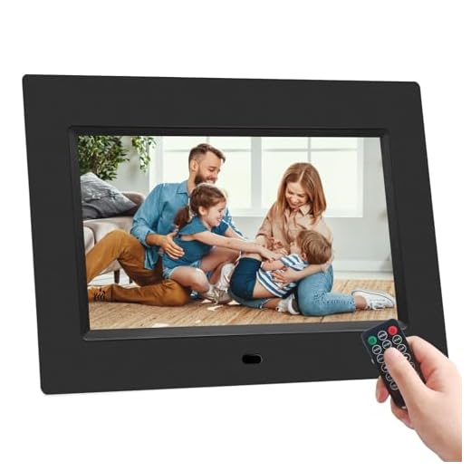 Digital Photo Frame, 7 Inch Digital Picture Frame Full IPS Display Electronic Photo Frame Video Music Playback Calendar Alarm Clock with Remote Control, USB/SD Card Slots (Non-WiFi）