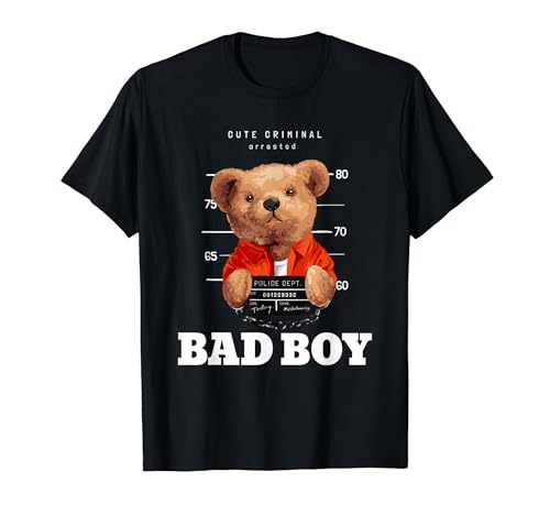 Bad Boy Tee Shirt, Funny Teddy Bear Graphic Design Style Fun T�V���c