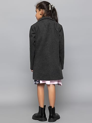 Image of CHKOKKO Girl's Wool Blend Stylish Standard Length Winter Wear Button Coat For Kids
