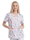 Nurse is Love Casaca Sanitaria Mujer White-Animals - Casaca Mujer para Trabajo | Camiseta - Uniforme Enfermera | Pijama Enfermera. Diseños con Bolsillos Ideal para Salva Bolsillos | Regalos