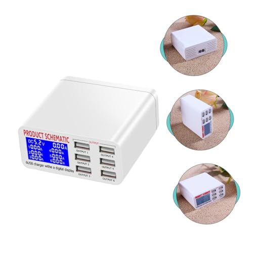 Estación de carga USB elegante de material ABS y PC con 6 puertos y panel digital 40w 6