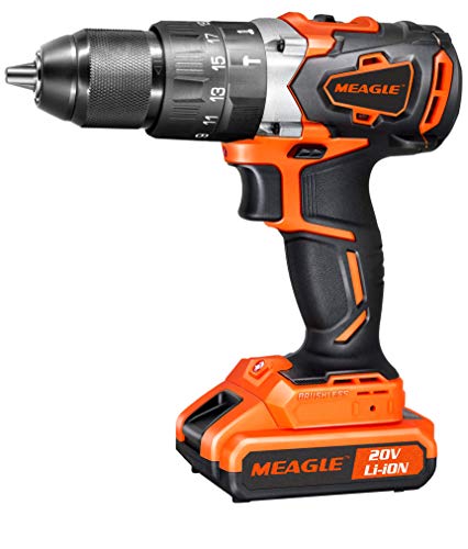 Meagle 20V MAX Cordless Drill Driver Brushless - 1/2' Keyless Chuck - Variable Speed - 21 + 3 Setting - 530 In-lbs Max Torque - CD10-2200T