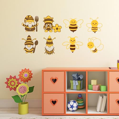 Pligreat Bumble Bees Wall Stickers, Peel And Stick Wall Decals, Removable Vinyl Wall Stickers For Nursery Bedroom Honey Farm Store Wall Art Decor Cute Wasp Gnomes Wall Decal Wallpaper Murals #TOP6