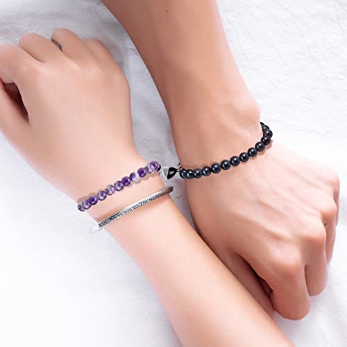 Nifsun Matching Couples Crystal Bracelet Set Obsidian Anklet Rose Quartz Jade Chakra Birthstone Bracelets For Women Men (Purple) #TOP4