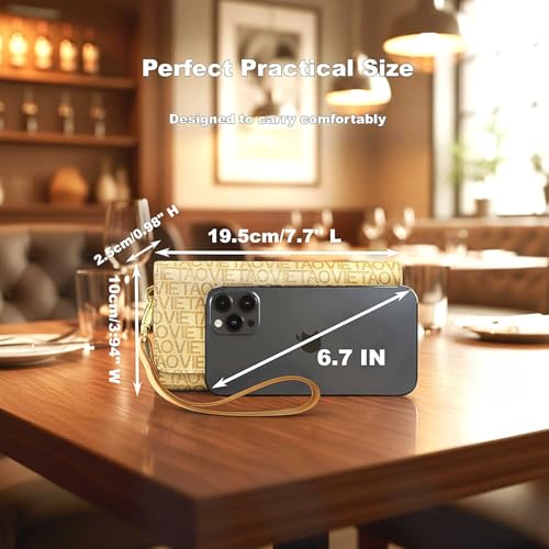 Image of Womens Wallet, RFID Blocking Wristlet Wallets for Women, Large Capacity Leather Clutch Purse for Ladies Daily Use and Travel, Card & Phone Holder - Apricot