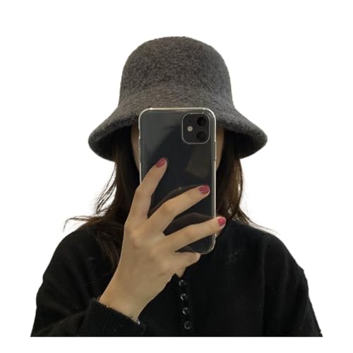 Qiantull Damen Glockenhut Winter Fischerhüte Wolle Fischerhut Wintermütze Warm Strickmütze Winterhut Filzmütze Vintage Wollmütze Kuppel Schlapphut für Frauen und...