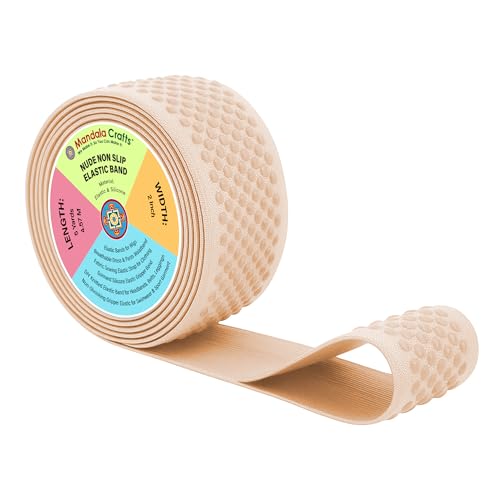 Mandala Crafts 2 Inch Nude Non Slip Silicone Gripper Elastic Band