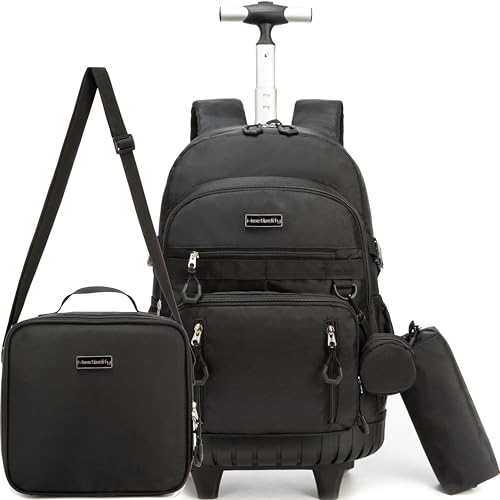 Meetbelify Rolling Backpack for Girls Backpack with Wheels for Elementary Student Kids School Bag with Lunch Box Pencil Case for Girls Ages 6-8 Years Old Black by Meetbelify - Used condition - US$39.50