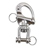 Fácil de usar: El grillete para velero a presión es fácil de usar, hebilla de liberación rápida, resistencia a los resortes, fácil de liberar y fijar la hebilla. Su pasador de liberación rápida puede aflojar la hebilla del resorte incluso cuando está apretada, brindándole una experiencia práctica y conveniente.