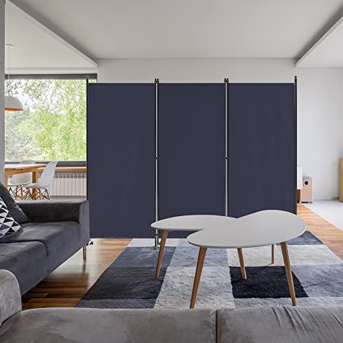 Spurgehom 3 Panel Rolling Room Divider, Folding Partition Privacy Screens, Freestanding Fabric Room Panel, Portable Folding Wall Divider For Office, Room,Restaurant, Hospital (Blue) #TOP5