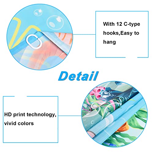 Alishomtll 4 Pcs Kids Ocean Shower Curtain Set With Non-Slip Rug, Toilet Lid Cover And Bath Mat, Funny Sea Fish Shower Curtain With Hooks, Cartoon Octopus Nautical Shower Curtains For Bathroom Decor #TOP3