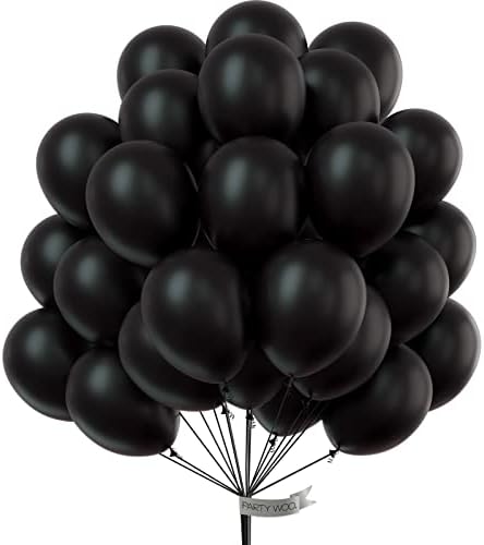 PartyWoo Black Balloons, 50 pcs 12 Inch Matte Black Balloons, Latex Balloons for Balloon Garland Arch as Party Decorations, Birthday Decorations, Wedding Decorations, Retirement Party Decorations