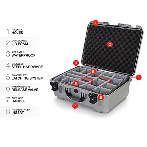 Nanuk Waterproof Hard Case With Padded Dividers - Silver, 940-2005 #TOP5