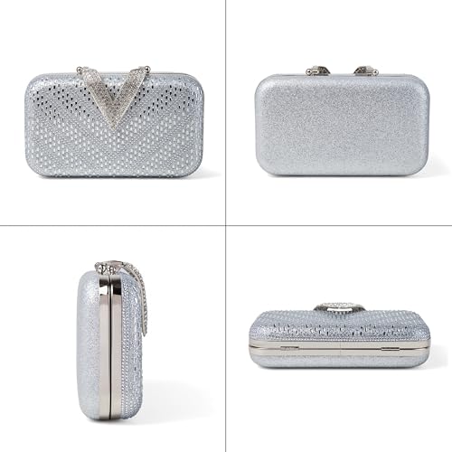 Image of Rhinestone Crystal Clutch Purse Sparkly Evening Bag with Chain