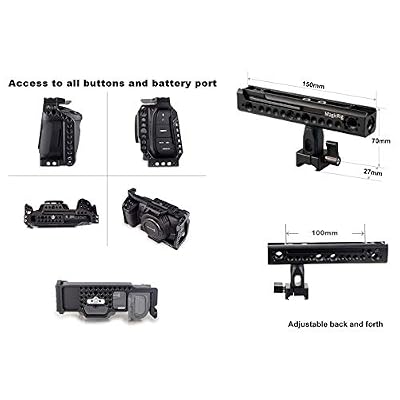 BMPCC 4K & 6K Cage for Blackmagic Design Pocket Cinema Camera 4K & 6K with Rotating NATO Handle, T5 SSD Mount