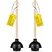 SteadMax Rubber Toilet Plunger, Double Thrust Force Cup, Heavy Duty, Commercial Grade with 18” Wood Handle (Pack of 2)