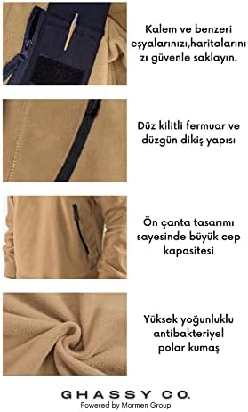 Ghassy Co. Erkek Military Sport Warm Outdoor Kapüşonlu Polar Ceket AÇIK HAKİ XXL - Görsel 3