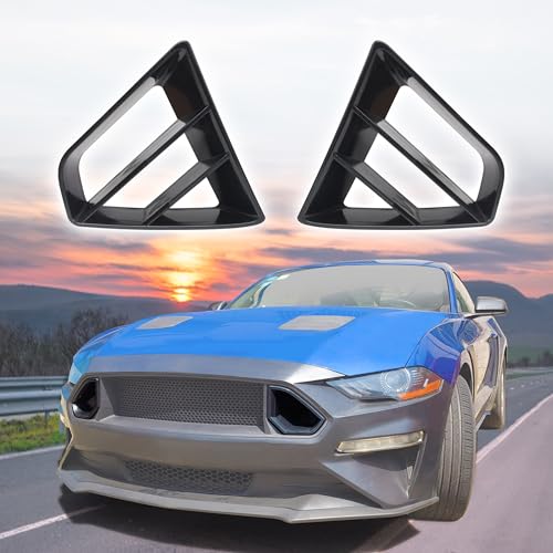 Image of Two Black Modified Radiator Grille Inserts for Ford Mustang GT 2018-2023,Front Upper Grille Inserts for Ford Mustang GT 2018-2023, (left and right), Replace P /N #JR3B-8200-AB