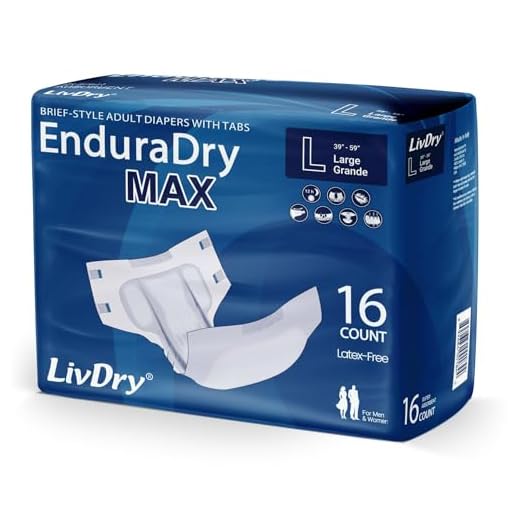 LivDry MegaBriefs, Adult Briefs with Tabs, Super Absorbent Incontinence Underwear, High Absorbency with Leak Cuff Protection, Large, 16-Pack