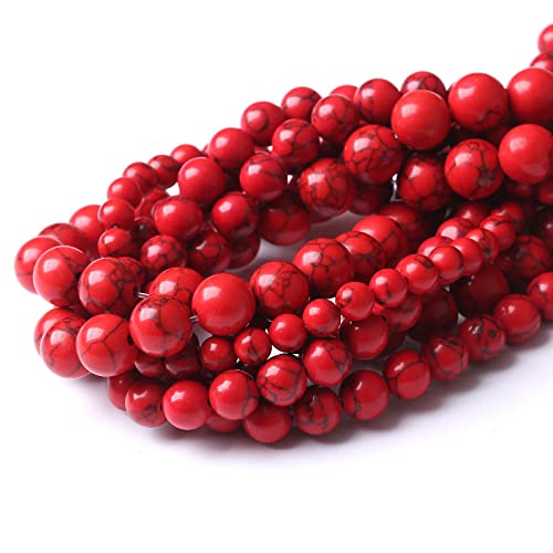 45Pcs 8Mm Beads Red Turquoise Beads With Mother-Of-Pearl Round Loose Beads Natural Gem Beads For Jewelry Making 15" #TOP3