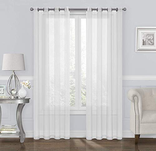 GoodGram 2 Pack Ultra Luxurious High Woven Elegant Sheer Grommet Curtain Panels