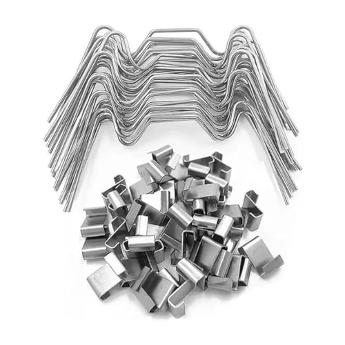 FiTspi 50Pcs Greenhouse Glass W Wire Clips and 50Pcs Glazing Overlap Z Clips, Spring Garden Greenhouse Spares Glass Frame Fixing, Glass Fixed Clamps for Strengthen Greenhouse Glass Panes