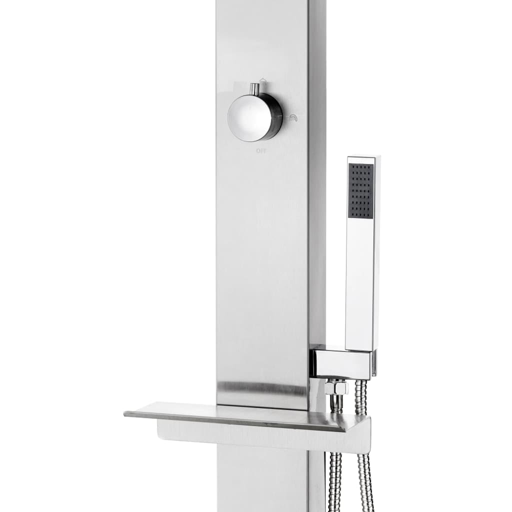 vidaXL Gartendusche mit Grauer Bodenplatte 225 cm Edelstahl