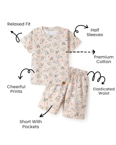 Image of Girls Premium Cotton Printed T-Shirt & Shorts Set | Summer Wear Comfortable Loungewear Clothing Set | Girls Co-Ord Set | Casual Half Sleeve Printed Top & Bottom Set