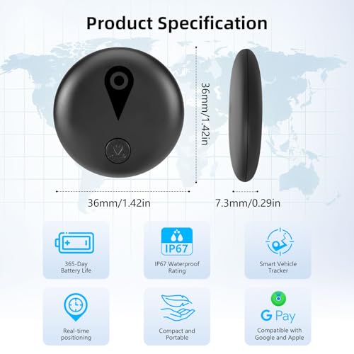 GPS-Tracker für Fahrzeuge Kompatibel mit Built in App (iOS&Android) Echtzeit Smart Tracker Tags Globale Abdeckung Verstecktes Auto Ortungsgerät Keine monatliche Gebühr oder Abonnement