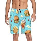 Hochwertiges Material: Die bequemen Herren-Pyjama-Shorts bestehen aus 95 % Polyester und 5 % Spandex-Mischgewebe. Der Stoff ist dehnbar, atmungsaktiv und leicht, was maximalen Komfort für Männer bietet.