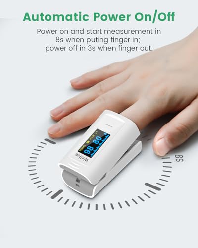 Image of Wellue Bluetooth Pulse Oximeter Fingertip, Blood Oxygen Saturation Monitor with Built-in Memory, OLED Screen, Batteries, Free APP, Carry Bag & Lanyard